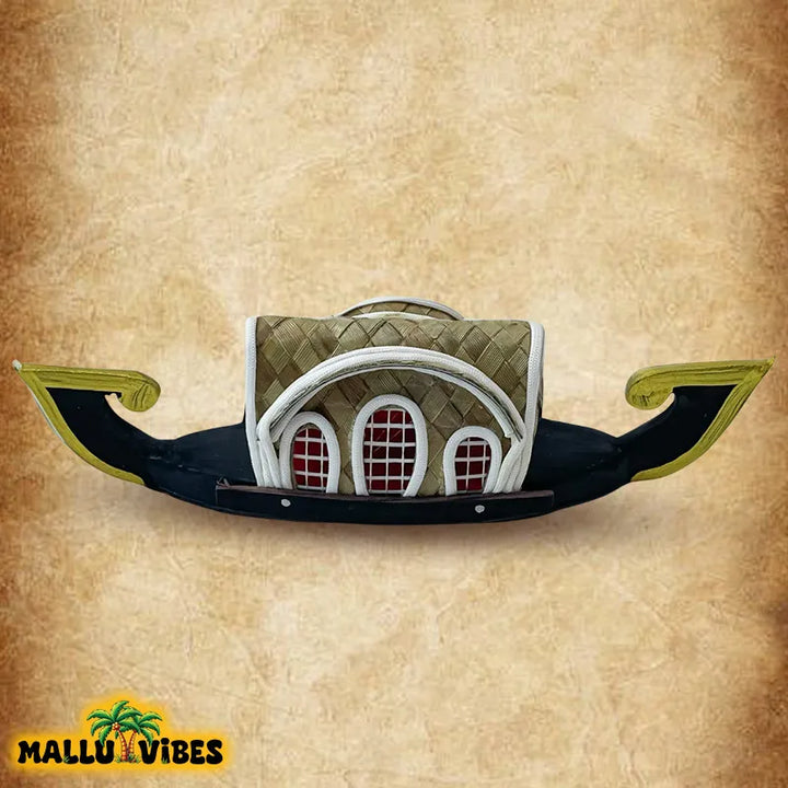 Back view of Handicrafts of Kerala traditional wooden kerala houseboat, english - Kerala arts and crafts wooden house boat