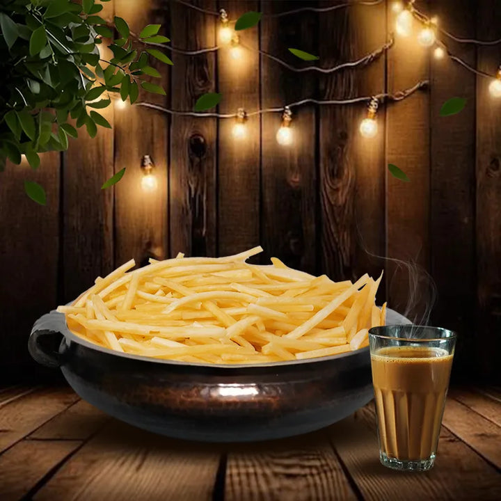 Kerala souvenirs crispy Tapioca chips golden and crunchy in a bowl, malayalam - Indian snacks kappa upperi