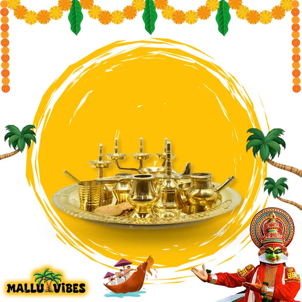 Unique Kerala handicrafts Pooja set, malayalam - Traditional Kerala art Ashtamangalyam pooja set