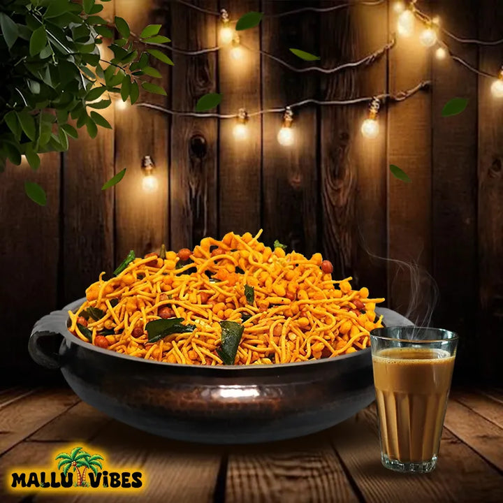 crunchy mixture in a Mallu Vibes Organic Kerala snacks, malayalam - Kerala snacks chivada