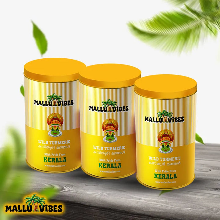Authentic Kerala kasthuri manjal root with a vibrant yellow color and earthy scent, english - Natural Kerala wild turmeric