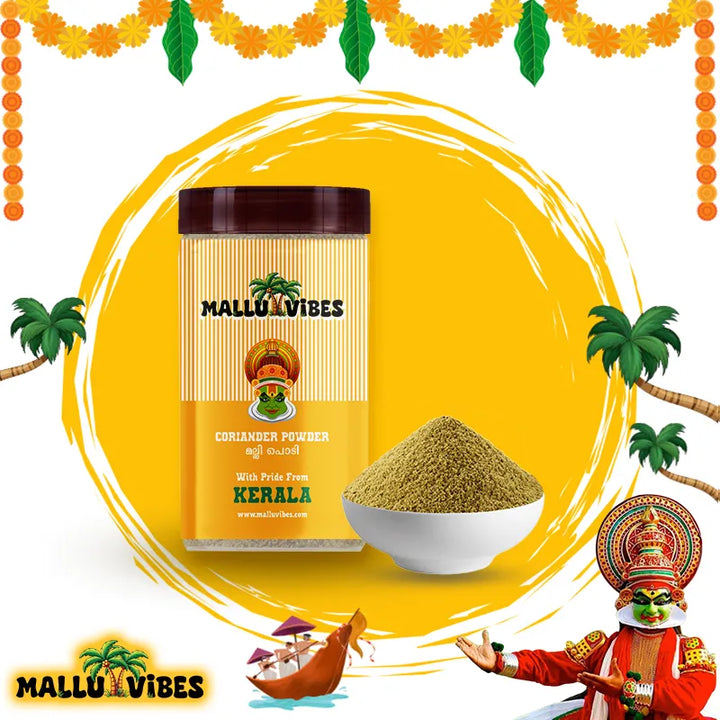 Organic Kerala coriander powder, known for its citrusy, aromatic flavor, malayalam - Homemade Fresh malli podi
