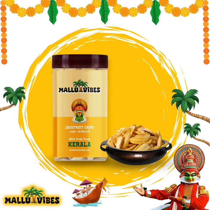Traditional Kerala food Jackfruit chips in a bowl, malayalam - Best Kerala snacks online chakka upperi