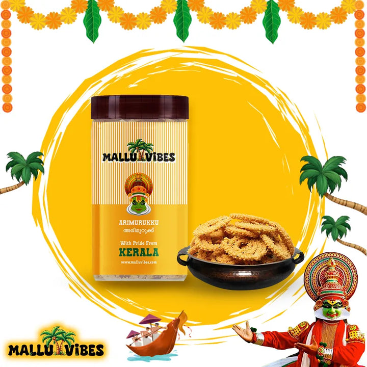 Best Kerala snacks online arimurukku in a bowl, english - Homemade Kerala snacks crispy rice flour spirals 