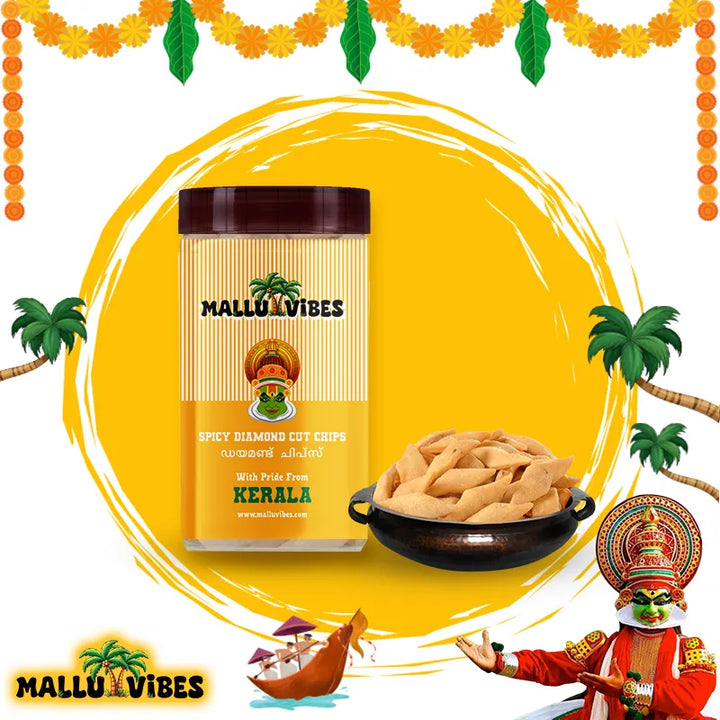 Freshly Made Kerala snacks diamond chips salt in a bowl, english - Online Kerala snacks spicy diamond cut chips