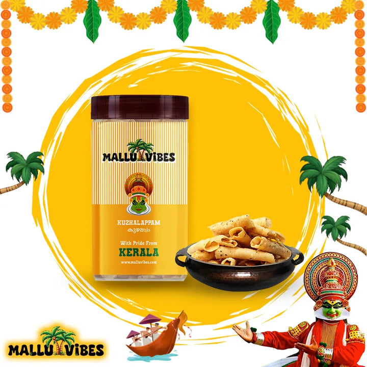 Homemade Fresh kuzhalappam in a bowl , english - Online Kerala snacks crispy rice tubes