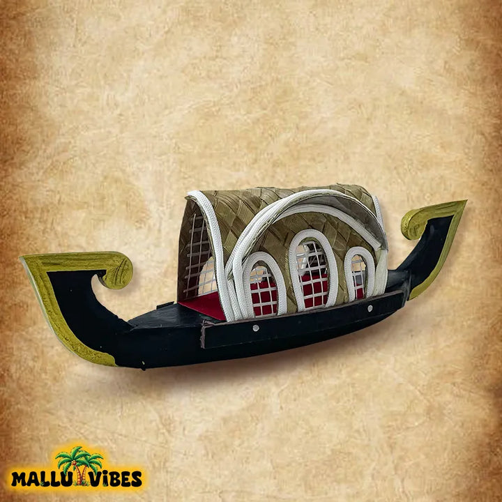 Left side view of Handicrafts of Kerala traditional wooden kerala houseboat, english - Kerala arts and crafts wooden house boat