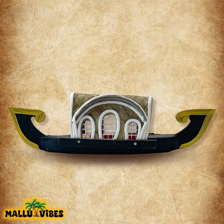 Side view of Handicrafts of Kerala traditional wooden kerala houseboat, english - Kerala arts and crafts wooden house boat