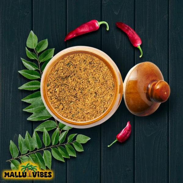 Homemade Fresh and No Preservatives in Netholi Chammanthi Podi with a tangy and spicy flavor, english - anchovy chutney powder chammanthi podi