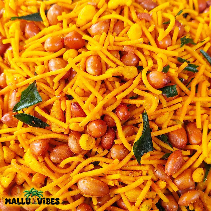 crunchy mixture in a Mallu Vibes Organic Kerala snacks, malayalam - Kerala snacks chivada